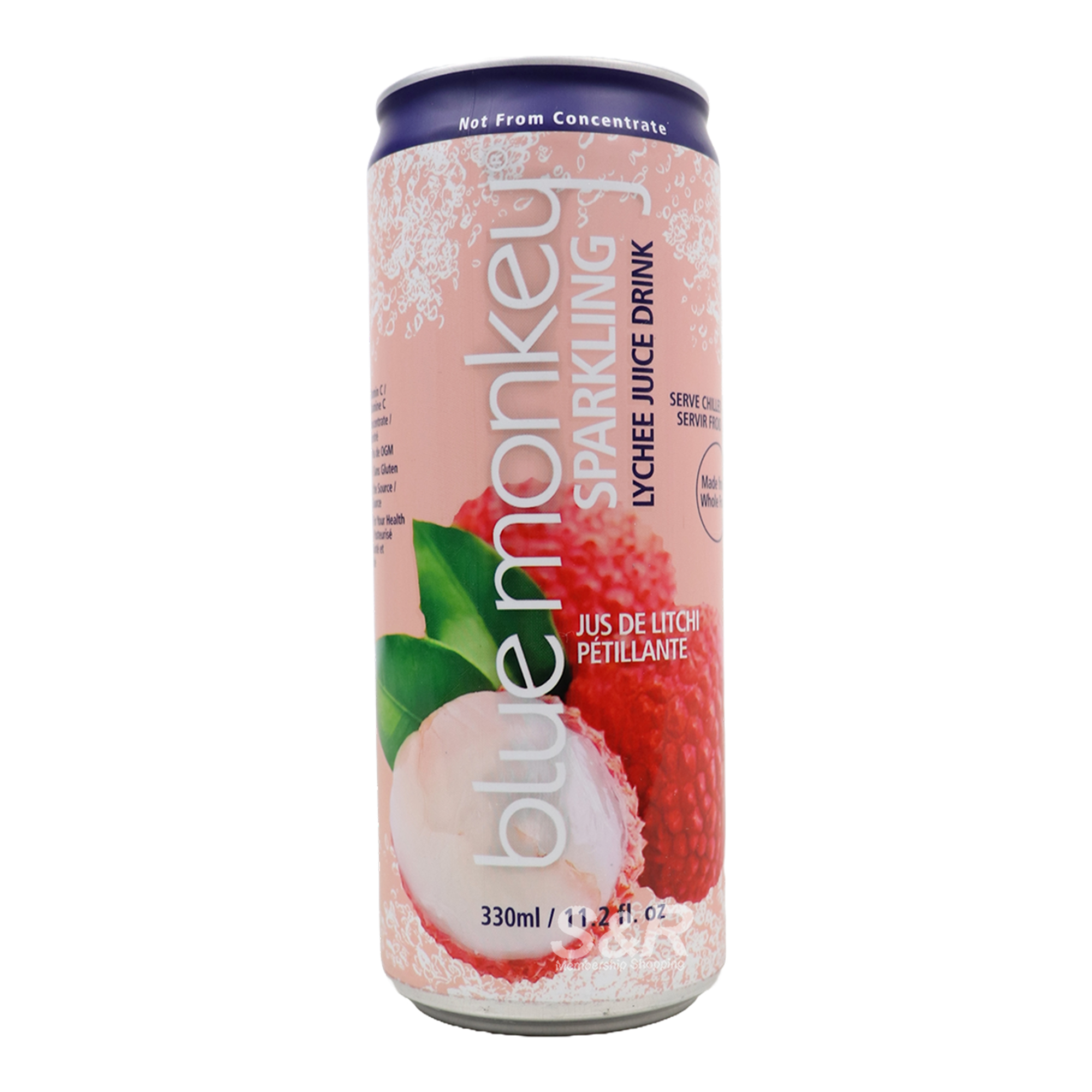 Blue Monkey Sparkling Lychee Juice Drink 330ml Blue Monkey Sparkling Lychee Juice Drink 330ml